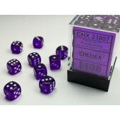 Chessex CHX23807 Translucent Purple/White D6 12mm Dice Set (36 Dice)