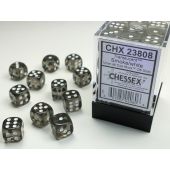 Chessex CHX23808 Translucent Smoke/White D6 12mm Dice Set (36 Dice)