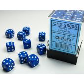 Chessex CHX25806 Opaque Blue/White D6 12mm Dice Set (36 pcs)
