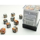 Chessex CHX26824 Gemini Copper-Steel/White D6 12mm Dice Set (36 pcs)