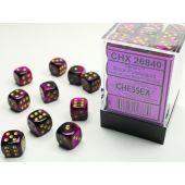 Chessex CHX26840 Gemini Black-Purple/Gold D6 12mm Dice Set (36 pcs)