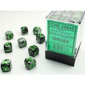 Chessex CHX26845 Gemini Black-Grey/Green D6 12mm Dice Set (36 pcs)