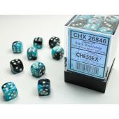 Chessex CHX26846 Gemini Black-Shell/White D6 12mm Dice Set (36 pcs)