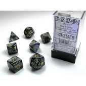 Chessex CHX27498 Lustrous Black/Gold Polyhedral 7-Die Set