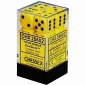 Chessex CHX 25602 Opaque Yellow and Black (16mm d6 12-dice set)