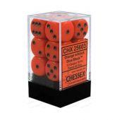 Chessex CHX 25603 Opaque Orange with Black (16mm d6 12-dice set)