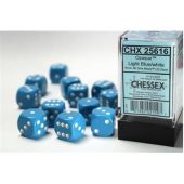 Chessex CHX 25616 Opaque Light Blue and White (16mm d6 12-dice set)