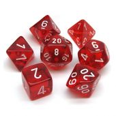 Chessex CHX20374 Translucent Red/White Mini-Polyhedral 7-Die Set
