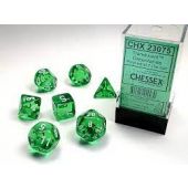 Chessex Translucent Green/white Polydice Dobbelsteen Set (7 stuks)