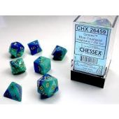 Chessex CHX26459 Gemini Blue-Teal/Gold Polyhedral 7-Die Set