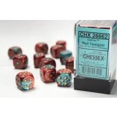 Chessex CHX26662 Gemini: Red-Teal/Gold 16mm D6 Dice (12pcs)