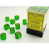 Chessex CHX27965 Borealis Maple Green/Yellow Dice Set 12mm d6 (36pcs)