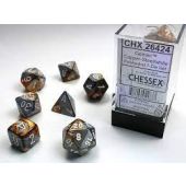 Chessex CHX26424 Gemini Copper-Steel/white Polyhedral 7-Die Set