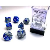 Chessex CHX26423 Gemini Blue-Steel/White Polyhedral 7-Die Set