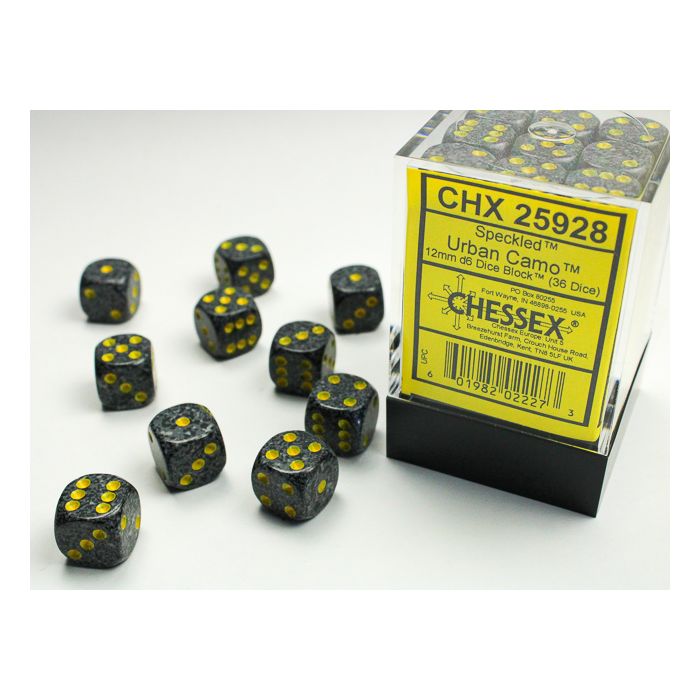 Chessex CHX25928 Speckled Urban Camo D6 12mm Dice Set (36 pcs)
