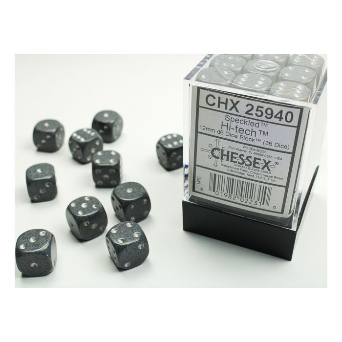 Chessex CHX25940 Speckled Hi- Tech D6 12mm Dice Set (36 pcs)