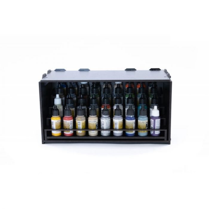 Pull-out paint shelf for dropper bottles