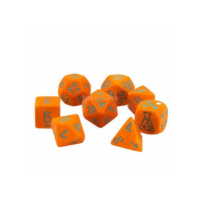 Chessex CHX30038 Lab Dice Heavy Dice Orange/Turquoise (polyhedral 8-die set)