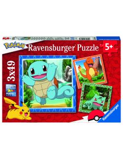 Pokemon Charmander, Bulbasaur and Squirtle 3x49 stukjes