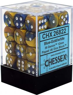 Chessex CHX26622 Gemini Blue-Gold/White 16mm D6 Dice (12pcs)